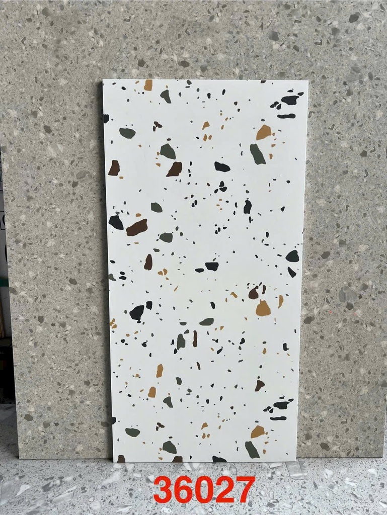 Gạch terrazzo TQ, KT 300x60 mm xương porcelain mặt mờ phẳng, mã 36027 