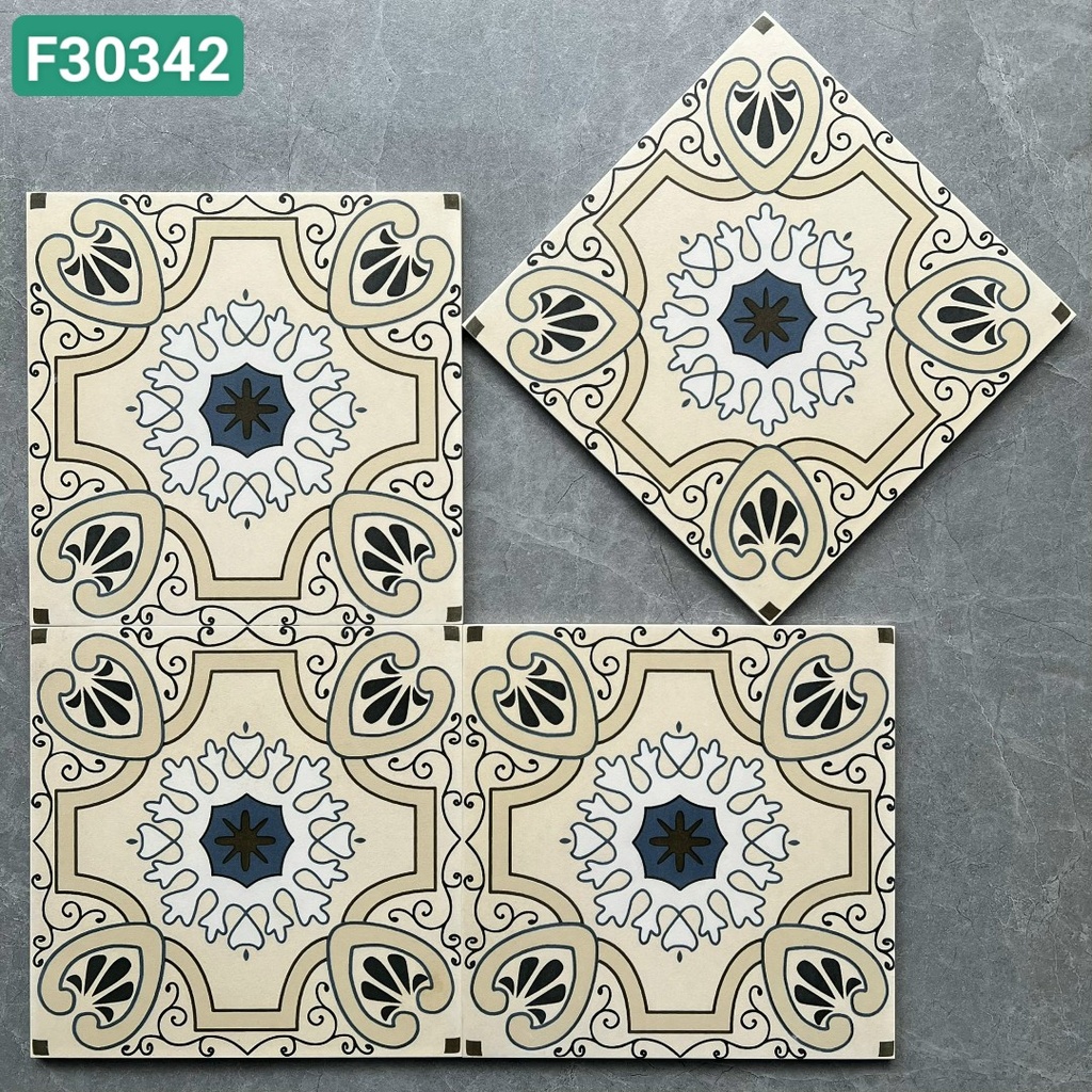 Gạch bông TQ, KT 300x300 mm, Xương Porcelain mặt mờ mã F30342 (1h/1m/11v)