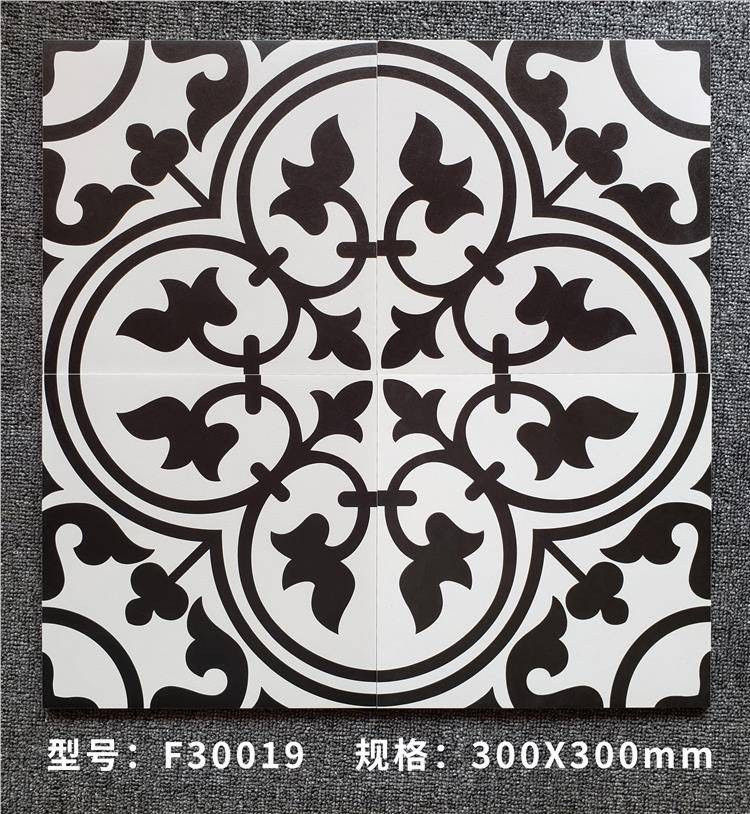 Gạch bông TQ, KT 300x300 mm, Xương Porcelain mặt mờ mã F30019 (1h/1m/11v)