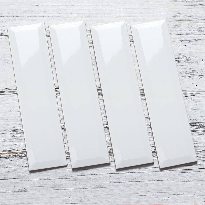 Gạch thẻ trang trí VN, KT 100x300 mm trắng bóng vát cạnh mã PSTA1300-B loại ưu   