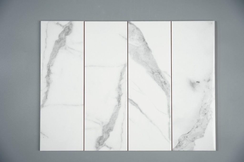 Gạch thẻ VN KT100x300mm trắng bóng vân khói mã 0208-2 loại 1