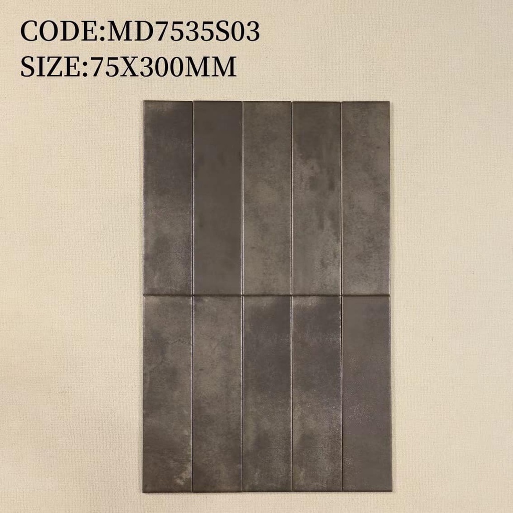 Gạch thẻ Porcelain mờ phẳng KT 75x300 mm mã MD7534S03