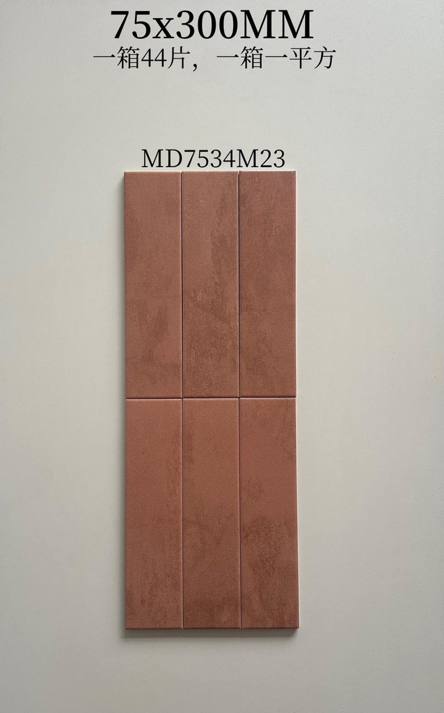 Gạch thẻ porcelain 75x300 mm mã MD7534M23 (1h/1m/44v/19.5kg)