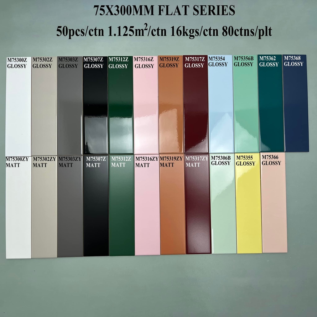 Gạch Thẻ 75x300mm Hồng Mờ Phẳng M75316ZY