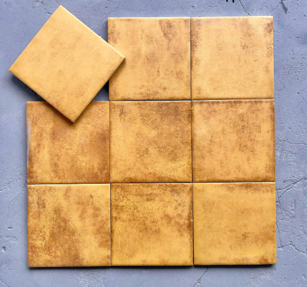 Gạch Thẻ Men Matt Màu Vàng Lượn Mặt kt 150x150 mm Mã 1504M