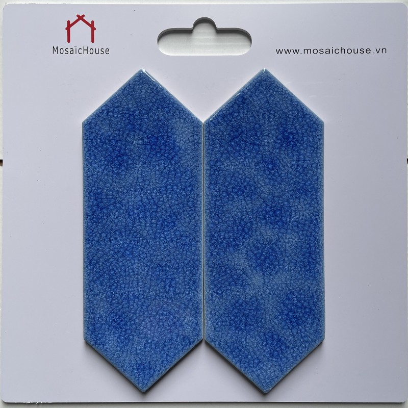 Gạch Thẻ mũi tên 60x200mm màu xanh dương rạn MHGD18