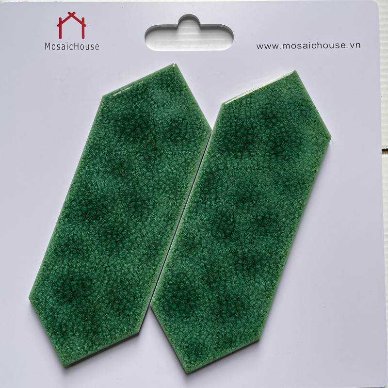 Gạch Thẻ mũi tên 60x200mm màu xanh lá rạn MHGD 39
