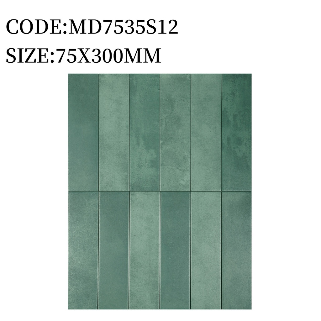Gạch thẻ TQ, KT 75x300 mm Xương porcelain mặt mờ mã MD7535S12