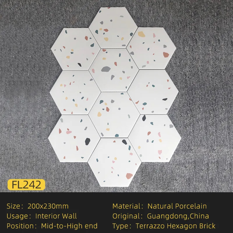 Gạch lục giác Terrazzo trắng 200x230x115 mm FL242S