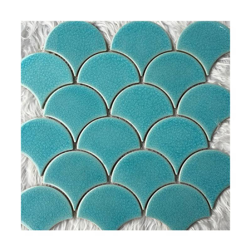 Gạch mosaic gốm hình vảy cá 300x300 mm YD-Y0701 màu xanh lá cây