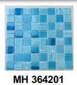 Gạch mosaic thủy tinh vân mây nhập khẩu, màu xanh mix, KT viên 36mm x 36mm, KT vỉ 300x300 mm, MH 364201 (1 thùng 22 vĩ = 2m2)