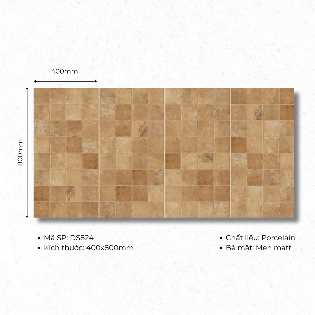 Gạch ốp lát TQ, KT 400x800 mm giả thẻ bề mặt mờ mã M824 (1h/1.92m2/ 6v/ 36,8kg)