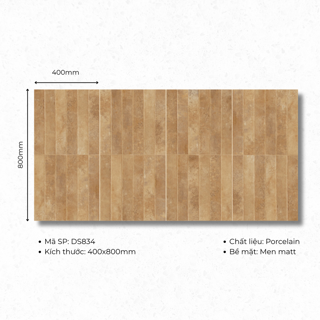 Gạch ốp lát TQ, KT 400x800 mm giả thẻ bề mặt mờ mã M834