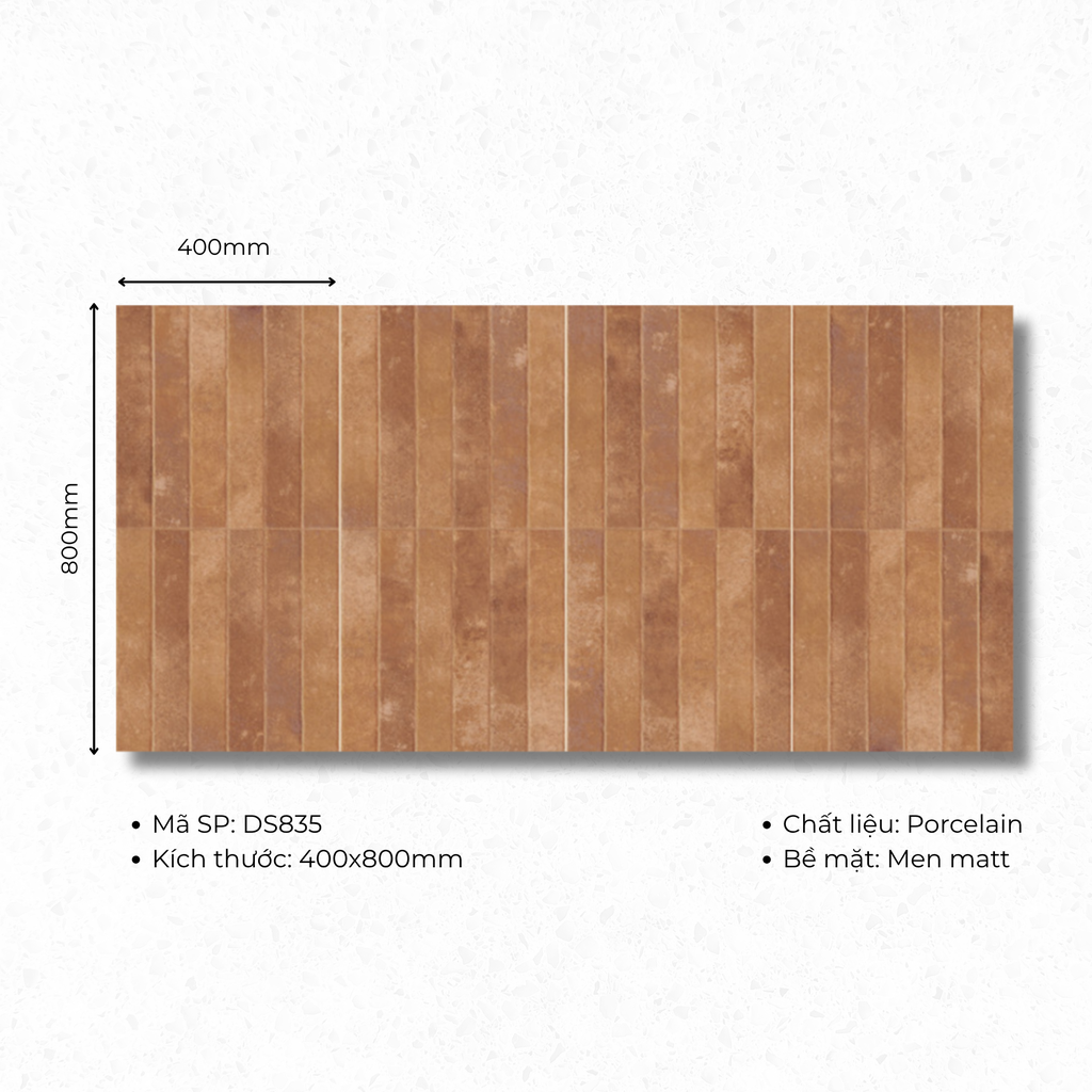 Gạch ốp lát TQ, KT 400x800 mm giả thẻ bề mặt mờ mã M835