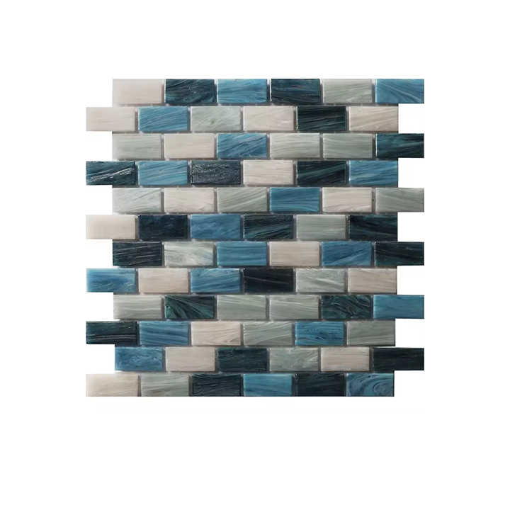 Gạch khảm bể bơi thủy tinh màu xanh óng ánh nóng chảy nhà máy cung cấp