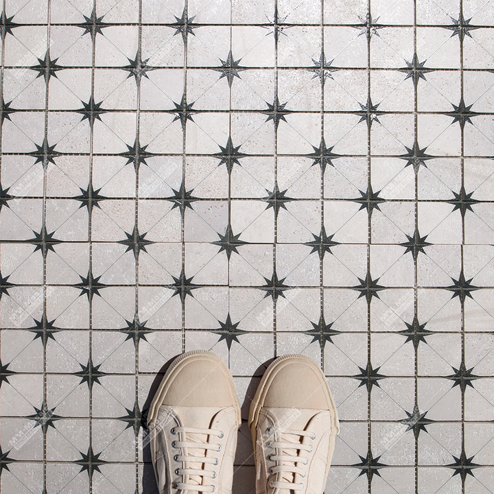 Gạch khảm đá Travertine in phun kiểu Ma-rốc cổ điển 48x48mm