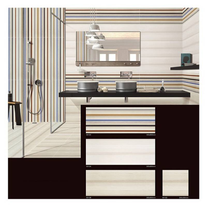 Gạch men bóng ốp tường phong cách châu âu 300x800m vân sọc màu sắc