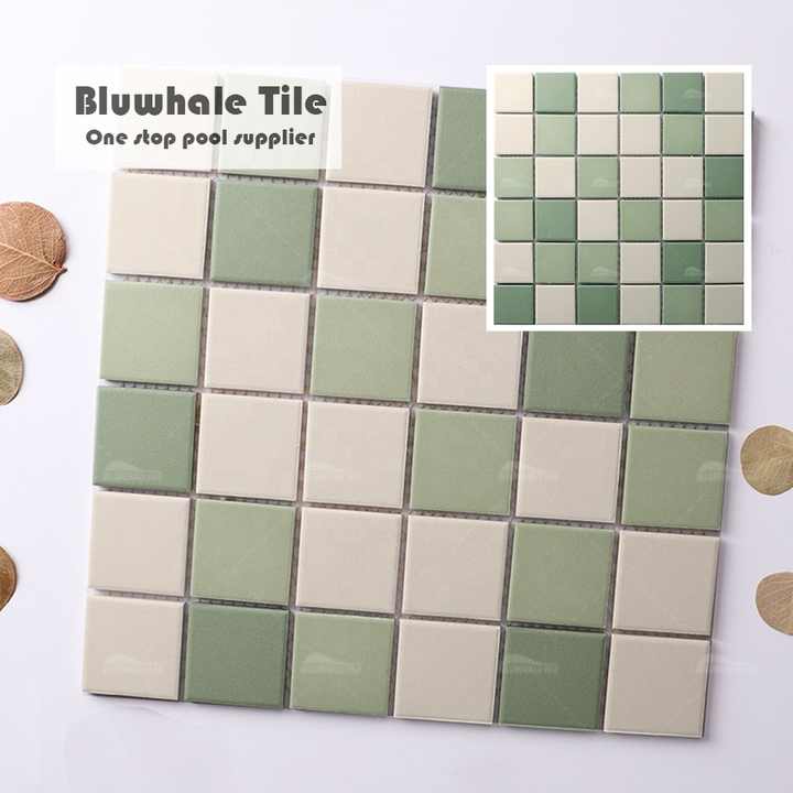 Gạch men khảm tường màu xanh lục, toàn thân, không tráng men, 2x2, loại thường