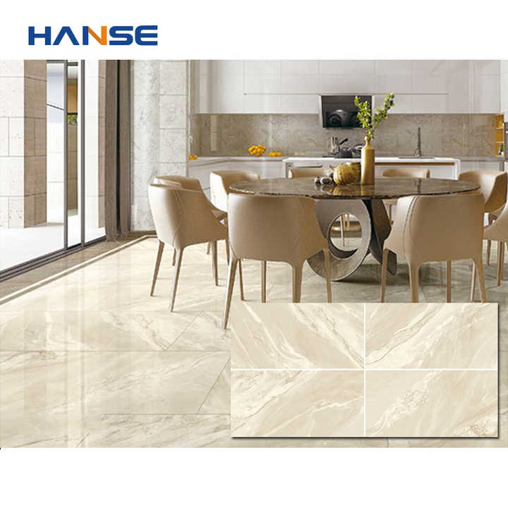 Gạch men toàn thân tráng men ngọc màu vàng óng ánh vân đá cẩm thạch trắng