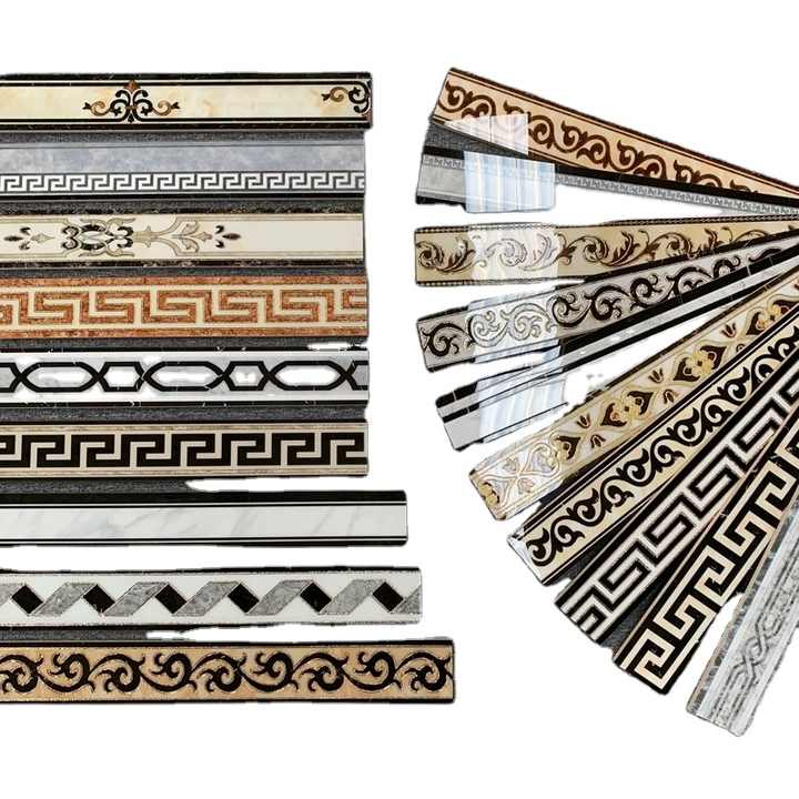 Gạch viền trang trí đen trắng thiết kế đơn giản 150*800mm cho sàn và tường