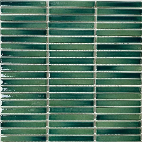 Gạch Mosaic que đũa xanh loang men bóng mã 069A