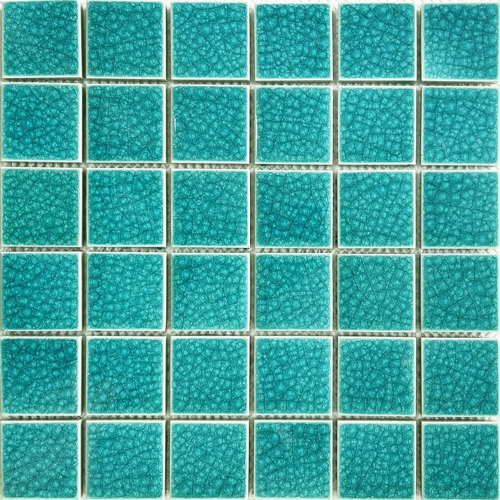 Gạch Mosaic Gốm Chip 48x48mm Men Rạn Màu Xanh GB-48006