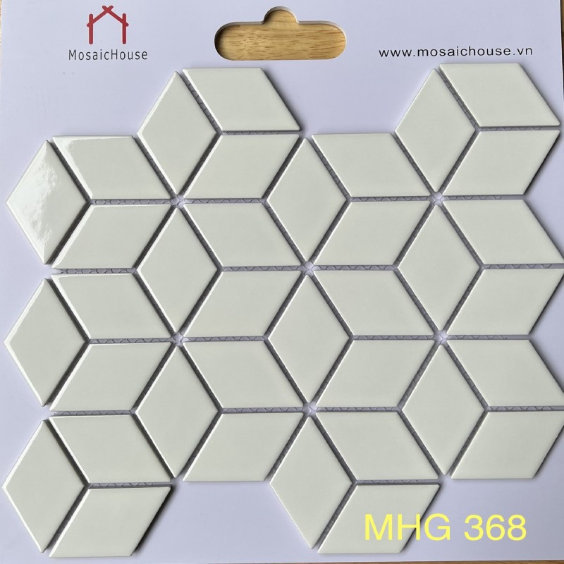 Gạch Mosaic Kim Cương Lập Phương Trắng Bóng