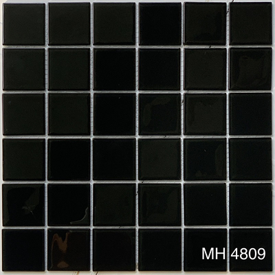 Gạch Mosaic Kính 48x48mm Men Bóng Màu Đen MH4809