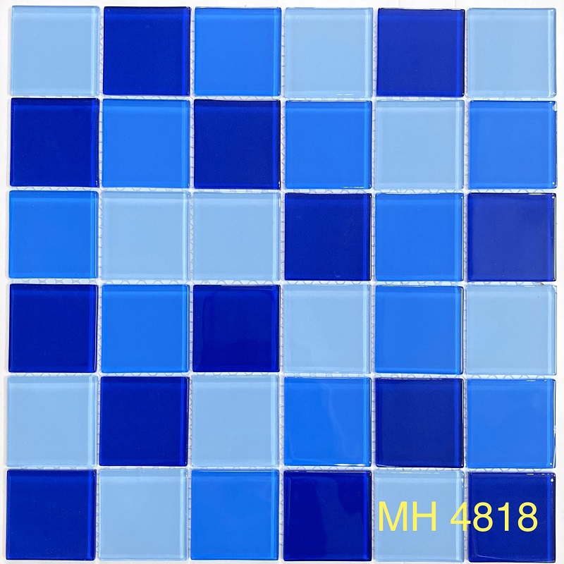 Gạch Mosaic Kính 48x48mm phối màu xanh trộn MH4818