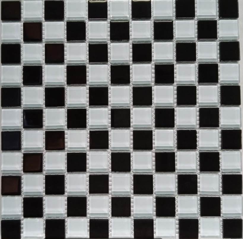 Gạch Mosaic Thủy Tinh Đen Trắng Mã GP-25079
