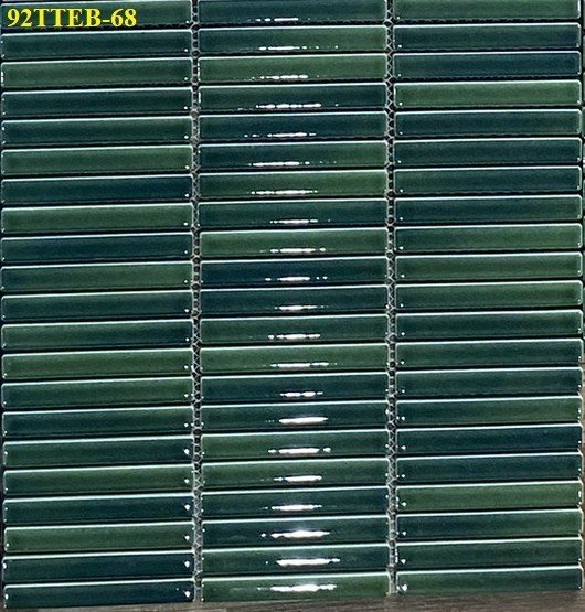 Gạch Mosaic que TQ, KT viên 12x92mm, KT vỉ 280x292 mm Xanh bóng mã 92TTEB-68