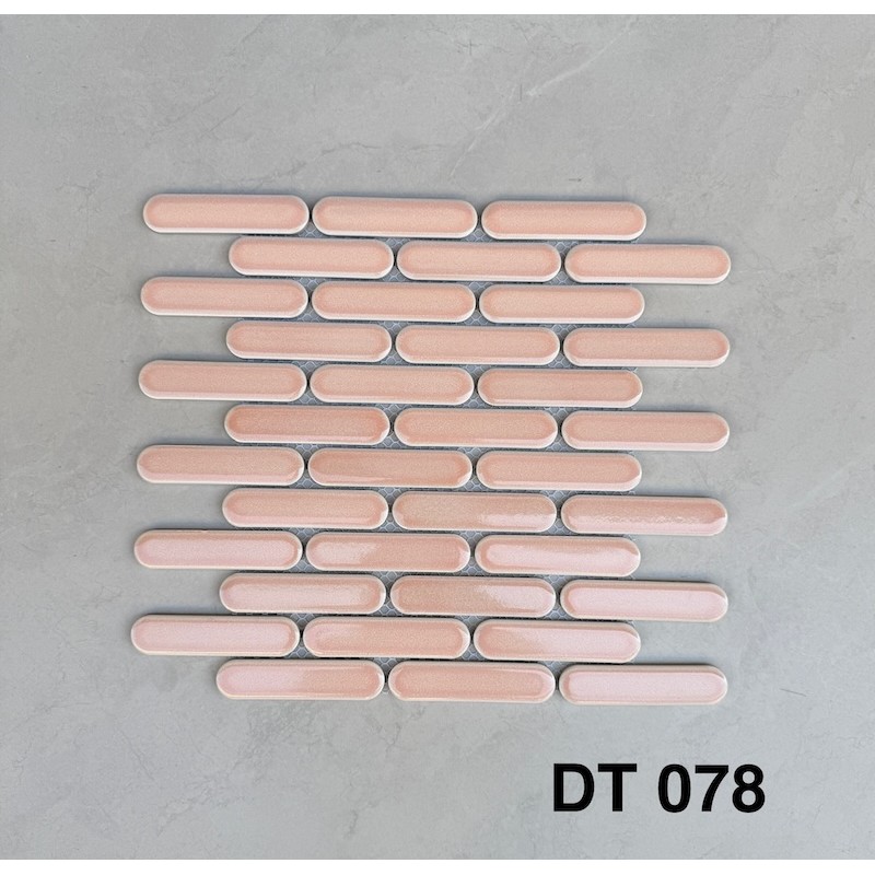 Gạch Mosaic que đũa đầu tròn màu hồng DT078