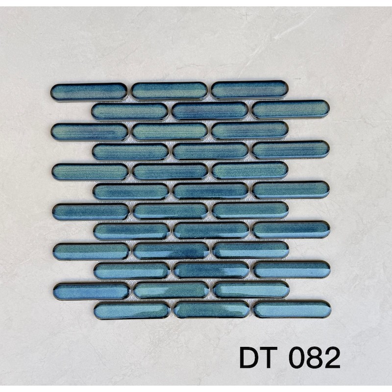 Gạch Mosaic que đũa đầu tròn xanh DT 082