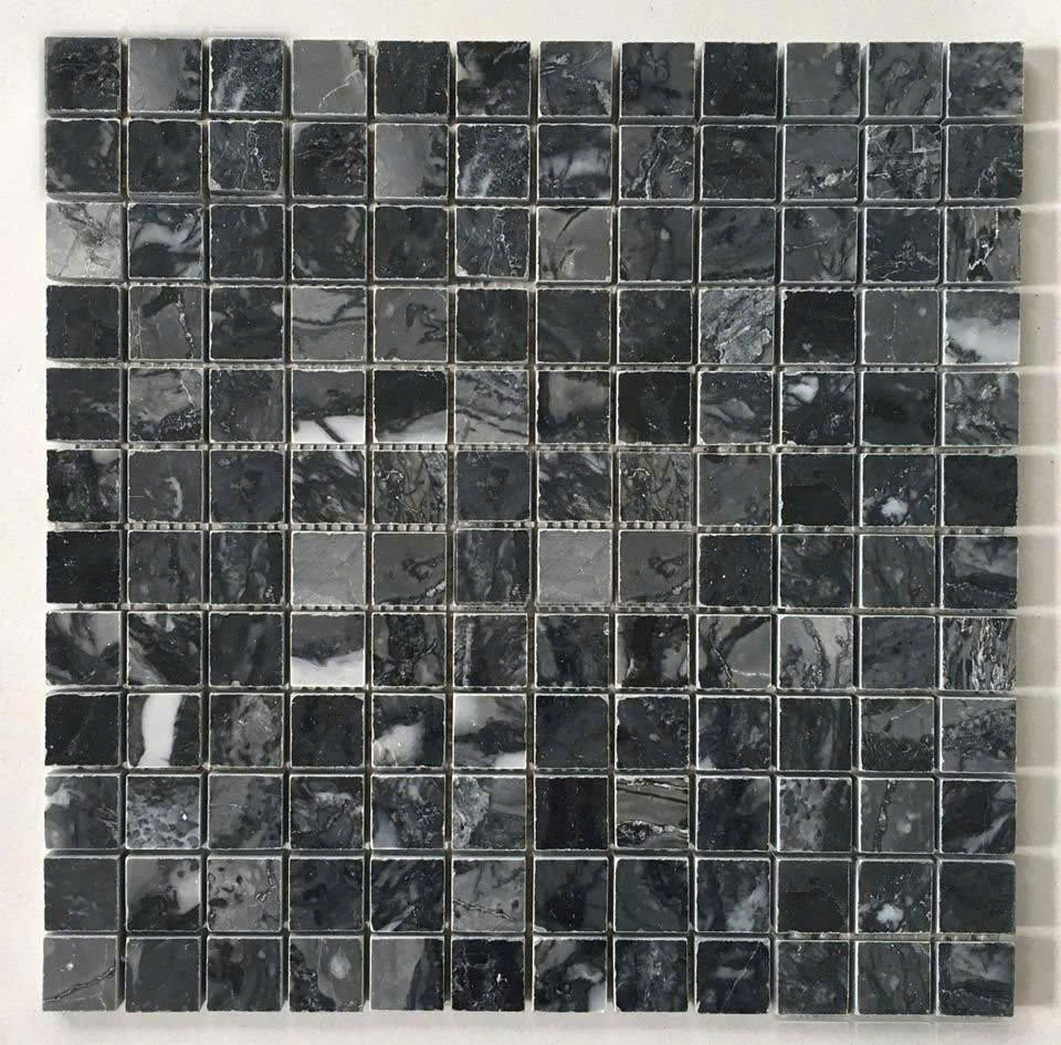 Gạch mosaic đá tự nhiên đen vân trăng 23PV009