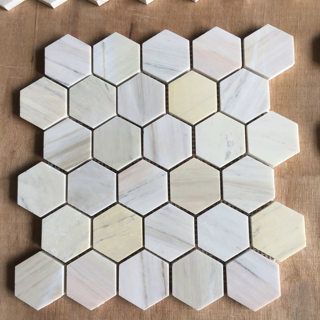 Đá Mosaic vàng chip vuông bóng 23PV002