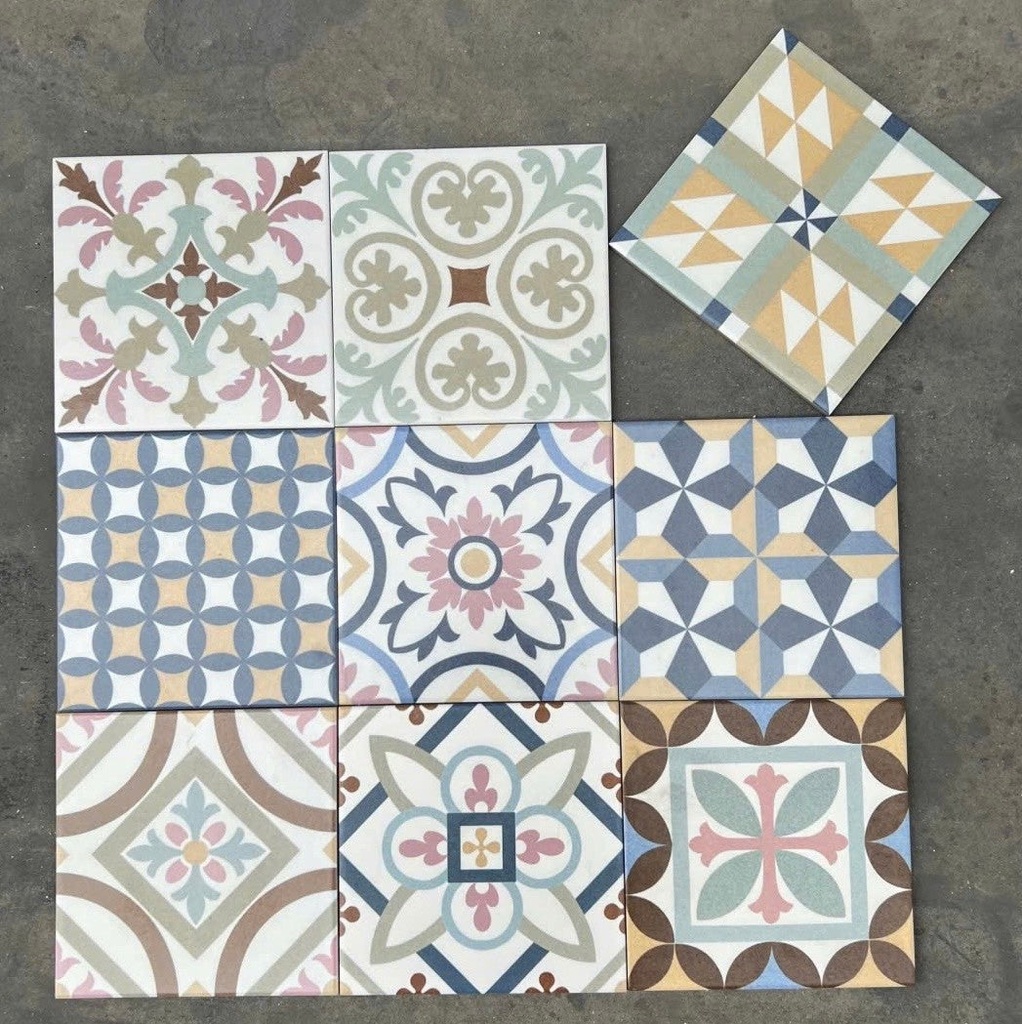 Gạch bông TQ Mix, KT 200x200 mm, Xương Porcelain mặt mờ mã DC22 (GBDC22)