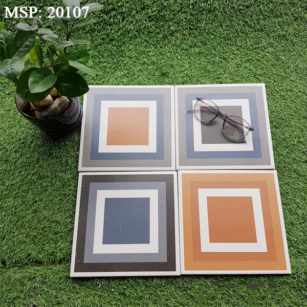 Gạch bông TQ, KT 200x200 mm, Xương Porcelain mặt mờ mã GB20107 (20107)