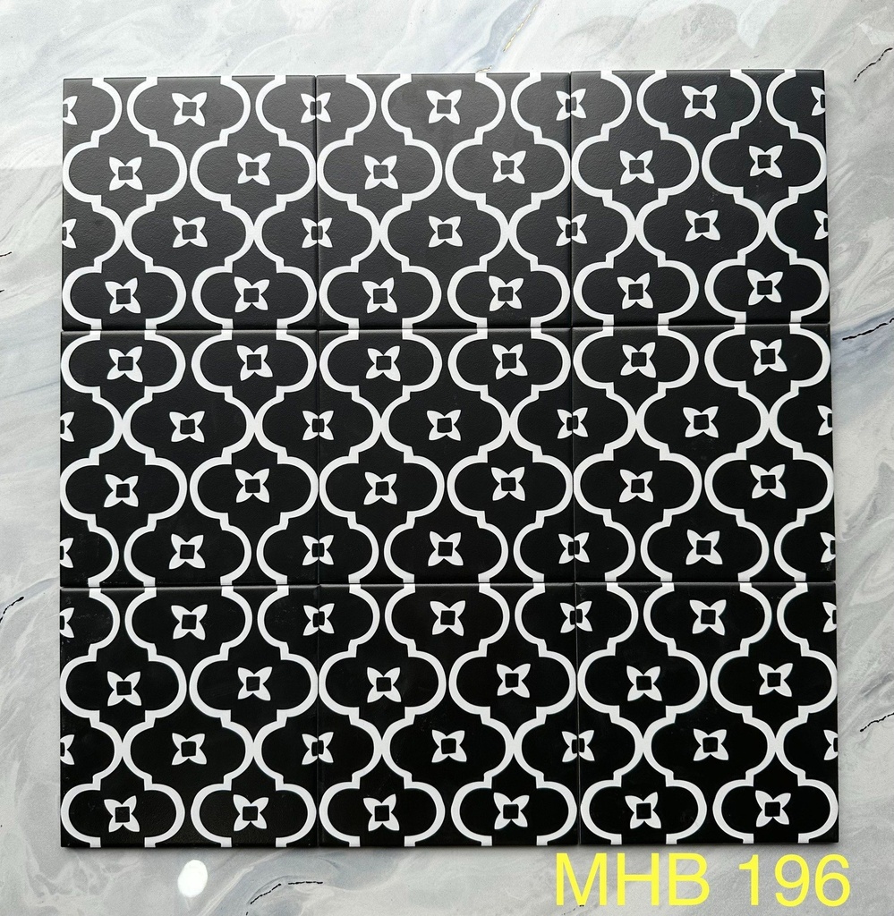 Gạch bông Trung Quốc, men mờ xương porcelain, KT 200x200 mm, MHB196 (1 hộp/25 viên/1m2)