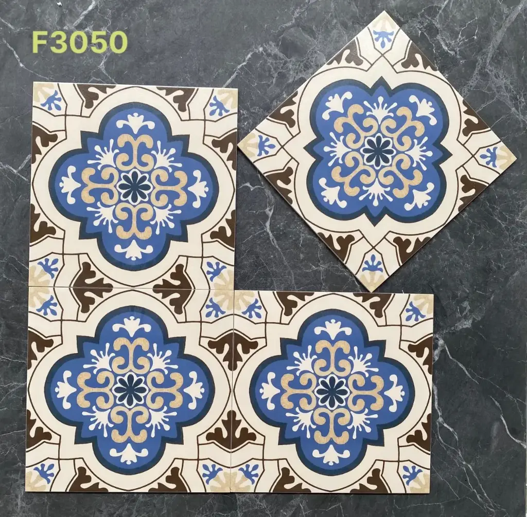 Gạch bông Trung Quốc, men mờ xương porcelain, KT 300x300mm, F3050 (1h/1.26m/14v)