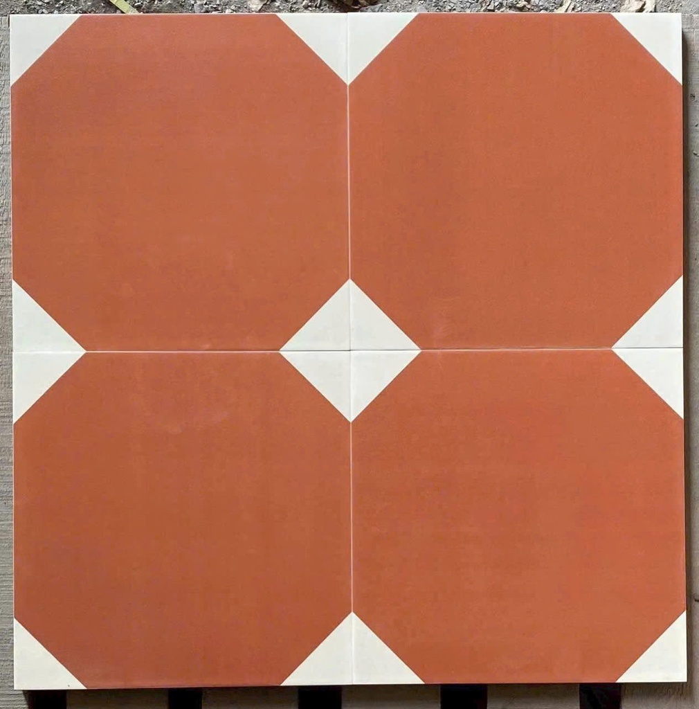 Gạch bông cam 4 góc trắng KT 300x300 mm DZB9337