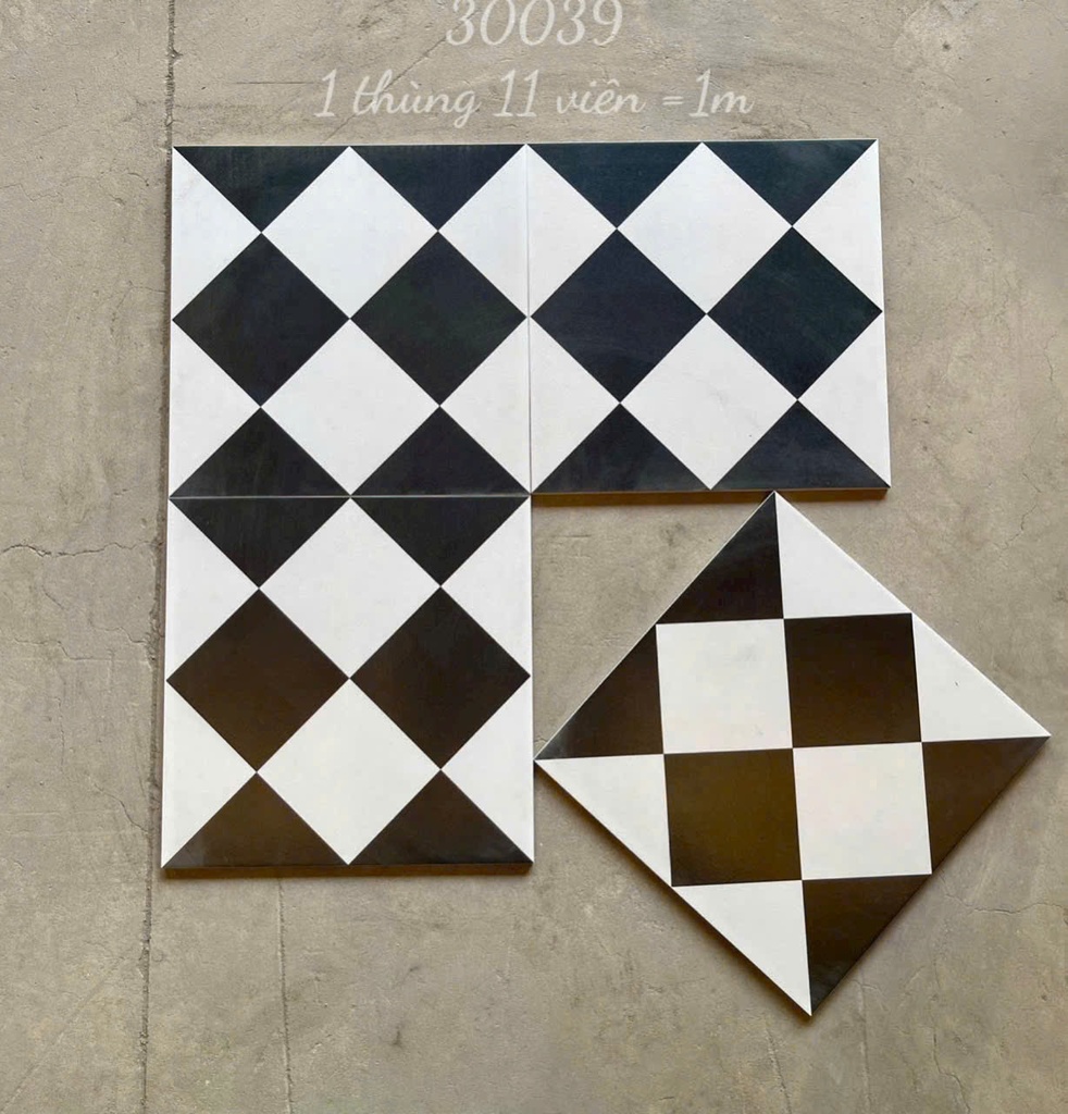 Gạch bông mix trắng đen 30039 KT 300x300 mmcm