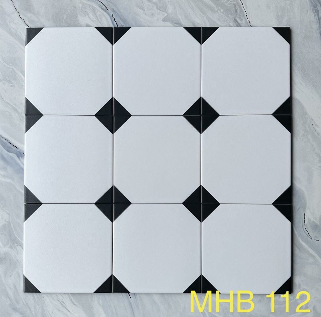 Gạch bông trắng góc đen MHB 112 KT 200x200 mmcm
