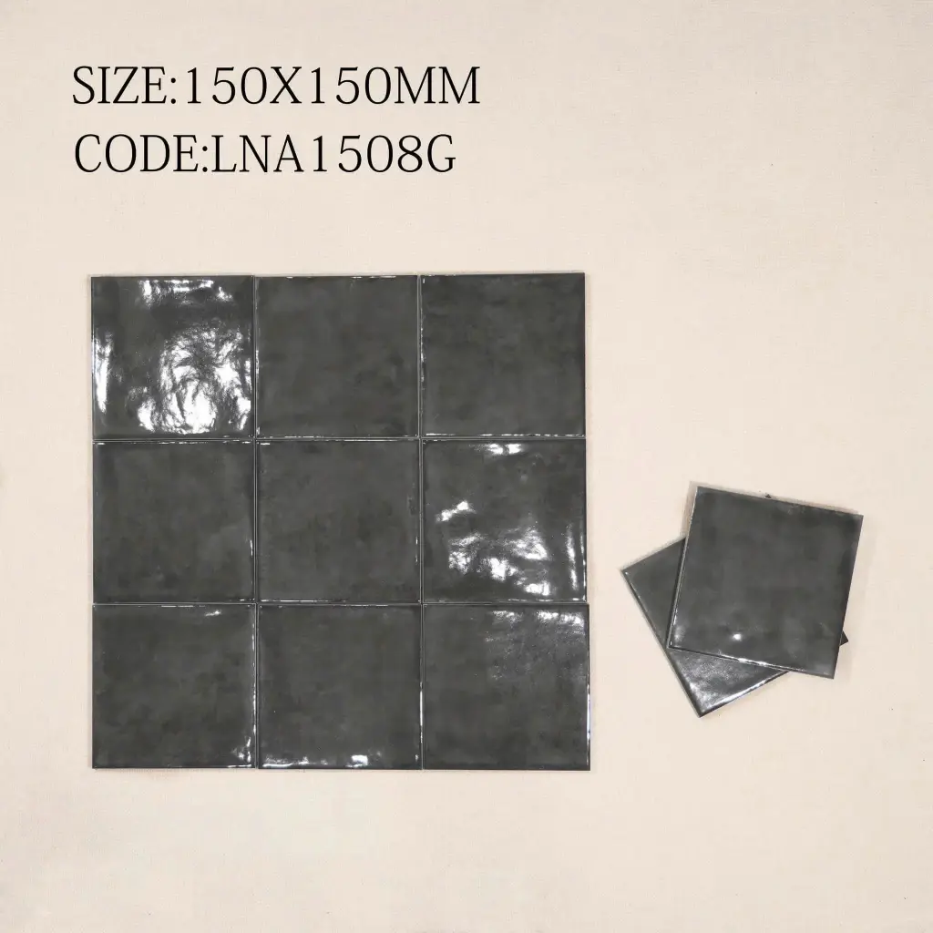 Gạch thẻ đen men bóng KT 150x150mm (1h/1m/44v/17.5kg)