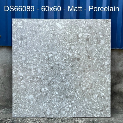 [66089] Gạch Terrazzo TQ, KT 600x600mm Xương Porcelain xám nhạt mờ phẳng, mã 66089