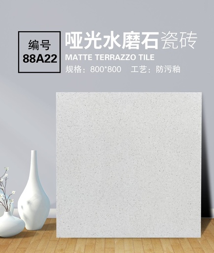 [88A22] Gạch Terrazzo TQ, KT 800x800mm Xương Porcelain mờ phẳng mã 88A22