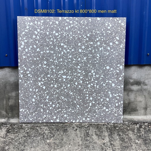 [DS0M8102] Gạch Terrazzo TQ, KT 800x800 mm Xương Porcelain Xám mờ phẳng mã DS0M8102