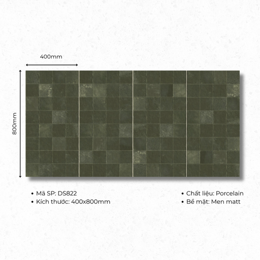 [cũ136M822] Gạch ốp lát TQ, KT 400x800 mm giả thẻ bề mặt mờ mã M822 (1h/1.92m2/ 6v/ 36,8kg)