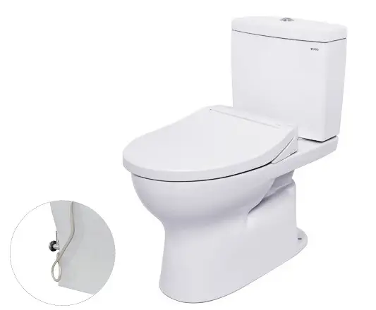 [CS320DRE2W] Bàn cầu toilet hai khối, nắp đóng êm kèm vòi rửa nước lạnh TCW07S CS320DRE2W
