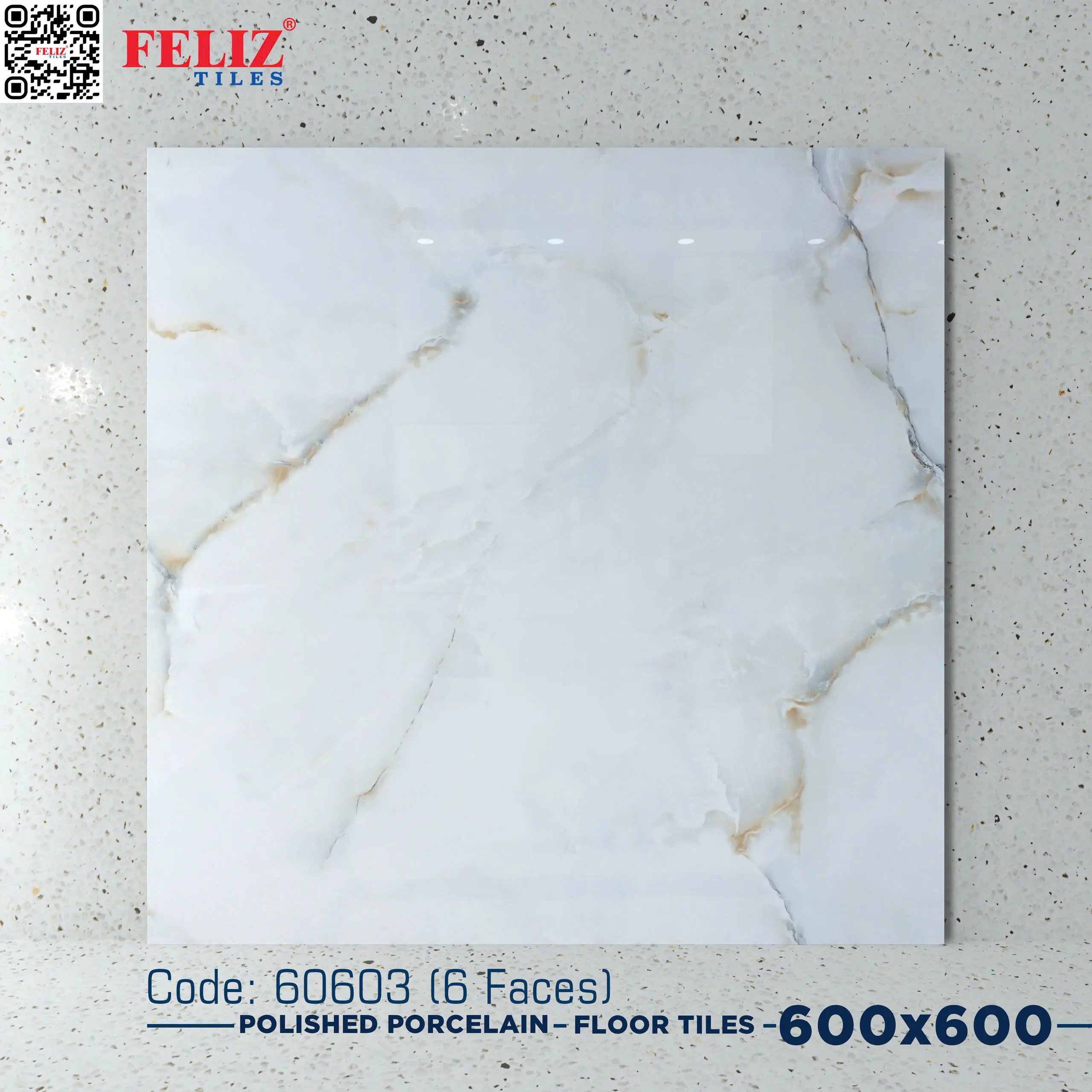 [60603] Gạch lát Việt Nam, Xương đá trắng, 60603, KT 600x600mm (4 viên/thùng/1,44m2)