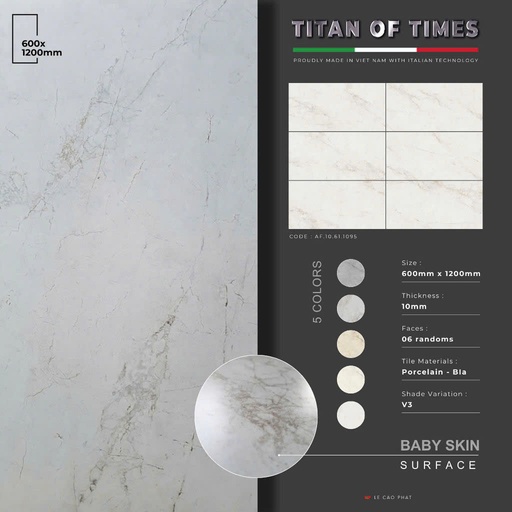 [AF.10.61.1095] Gạch 60x120 dày 10 ly Mờ mịn cao cấp AF.10.61.1095